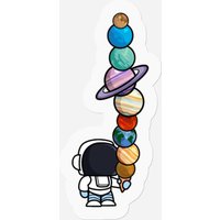 Astronaut Ice Cream Eating Planet Funny — Autocollants et stickers