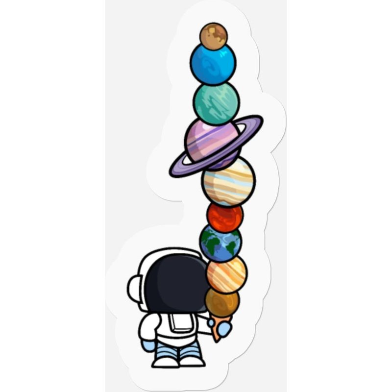 Astronaut Ice Cream Eating Planet Funny — Autocollants et stickers