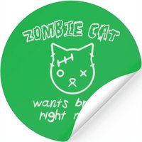Zombie Cat Wants Brains Right Meow — Stickers & Decals