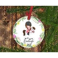 Children's Horseback Riding Ornament. Girl's Horseback Riding Christmas Ornament