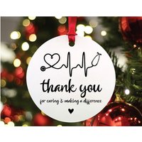 Heart Stethoscope Nurse Thank You Ornament, Caregiver Gift — Ornaments