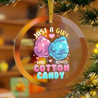 Just A Girl Who Loves Cotton Candy Christmas Ornament, Cotton Candy Ornament — Ornaments