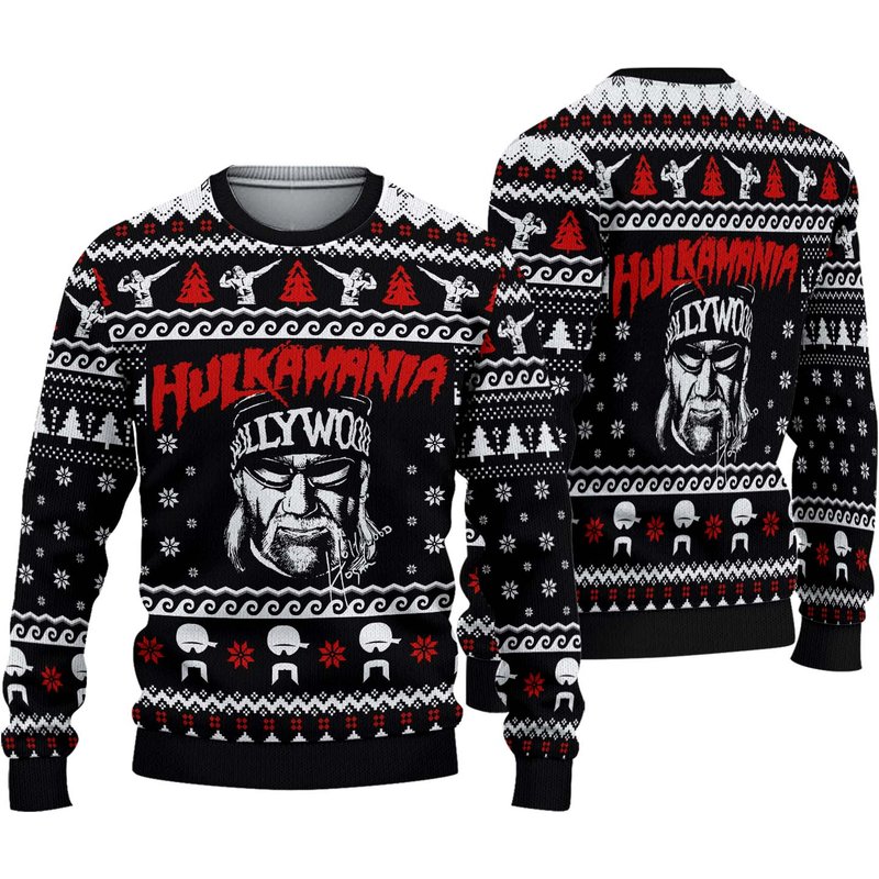3d Hulkamania Logo 3d Christmas Ugly Sweater