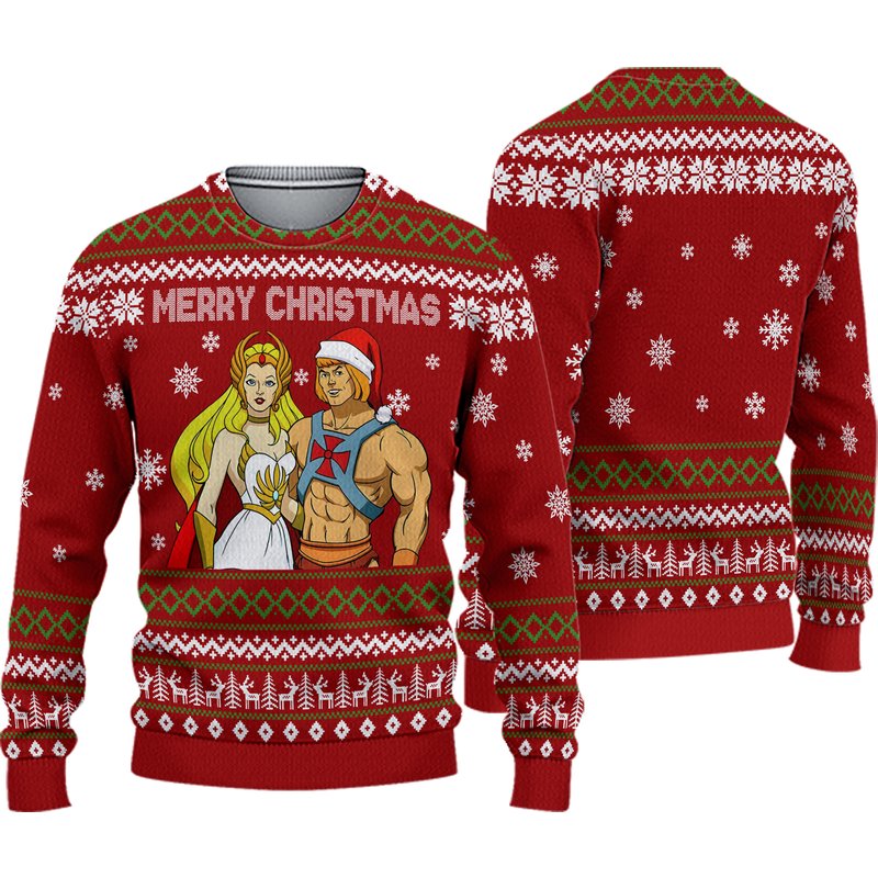3d He Man And She Ra Symbol Christmas Ugly Sweater