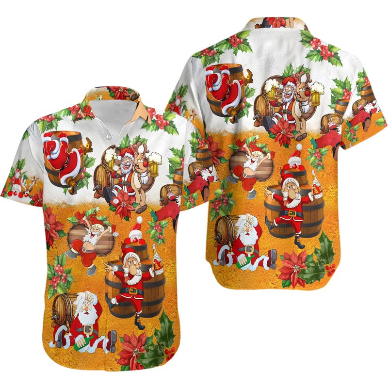 Santa Xmas Hawaii Shirt — Mens Casual Shirts