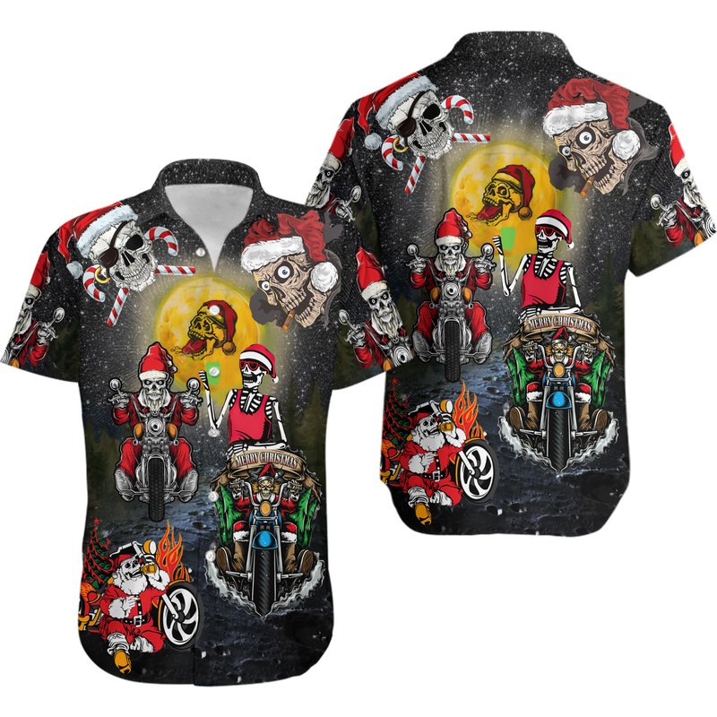 Skeleton Santa Xmas Hawaii Shirt — Chemises décontractées pour hommes