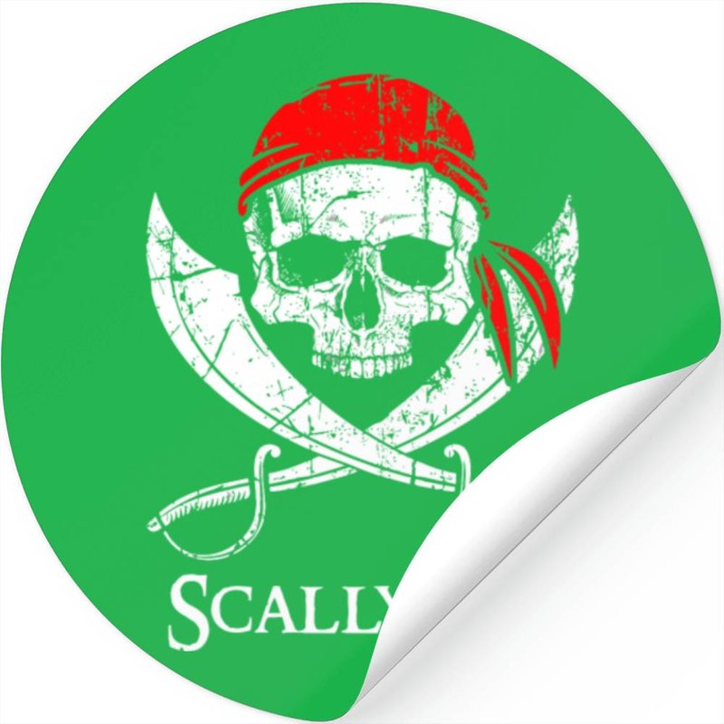 Scallywag Pirate Saying Skull And Crossbones Flag — Autocollants et stickers