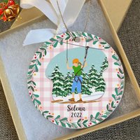 Tree Top Adventure Christmas Ornament, Skiing Girl Xmas Keepsake — Ornaments