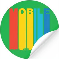 Vintage Mobile Alabama Skyline Stickers