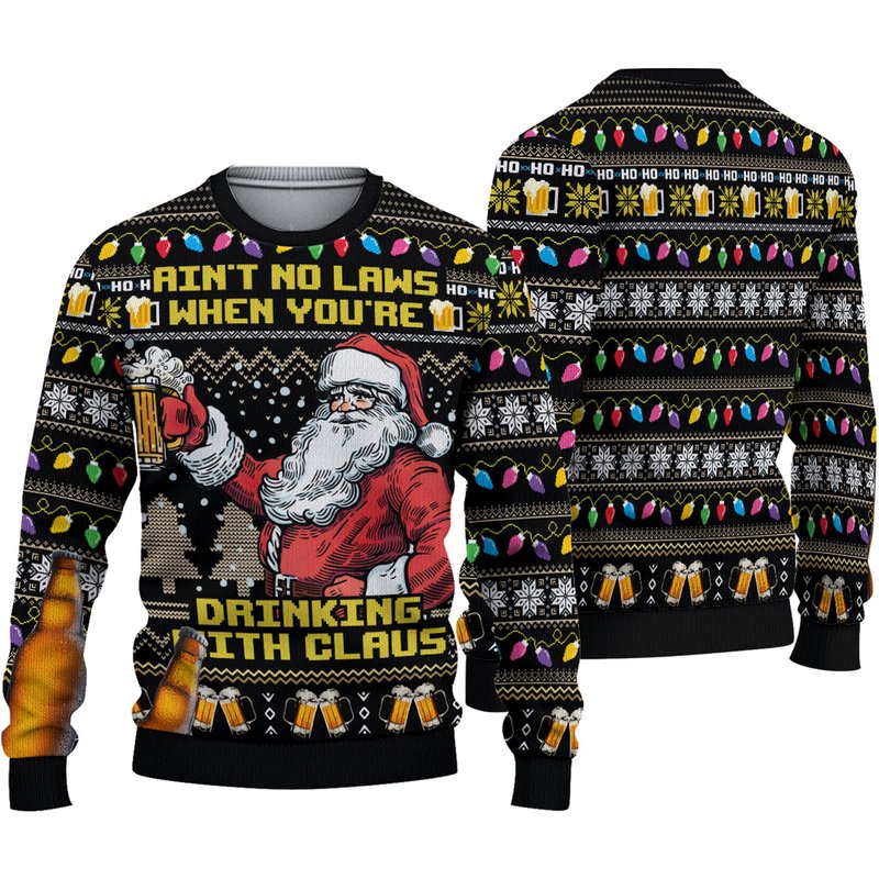 Beer Santa Claus Aint No Laws When Youre Drinking Ugly 3d Sweater