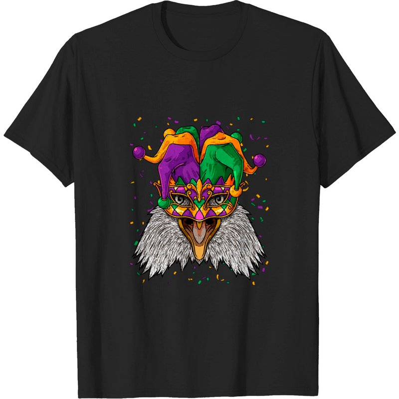 Eagle Mardi Gras Bald Eagle Mardi Gras Animal Face Carnival Jester Festival T-shirts