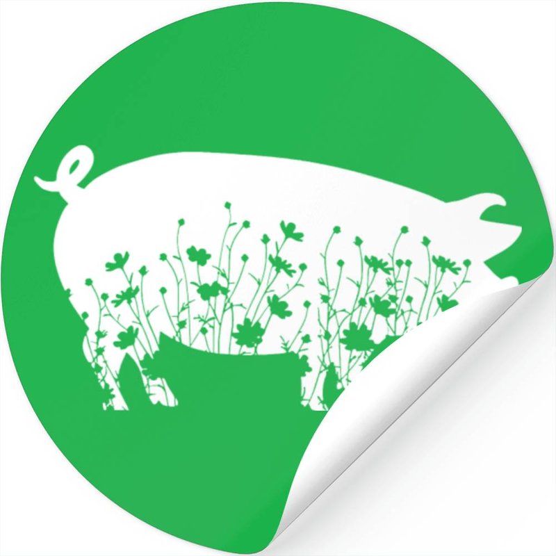 Cute Pig Floral Sticker Designs — Autocollants et stickers