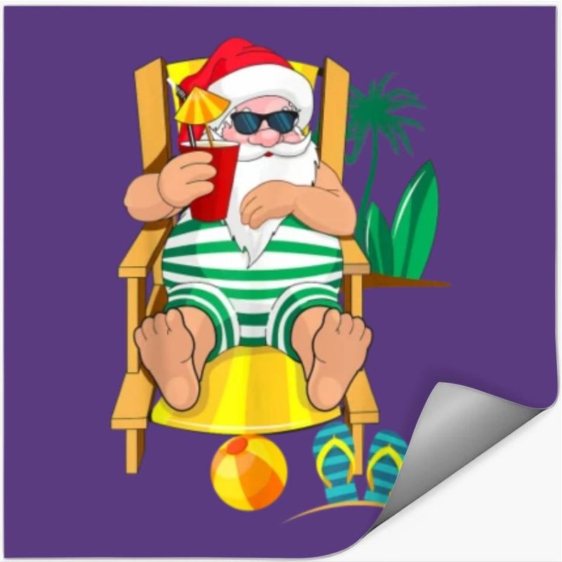 Christmas In July Santa Beach Stickers Hawaiian — Stickers & Decals
