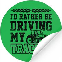 I'd Rather Be Driving In My Tractor Farmer Agricul — Autocollants et stickers