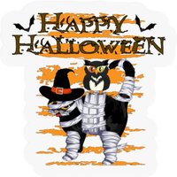 Horror Cat, Ghost Cat, Halloween, Funny Costume — Autocollants et stickers