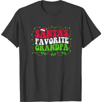 Mens Santas Favorite Grandpa Funny Christmas Santa Hat Light T-shirts — Mens T Shirts