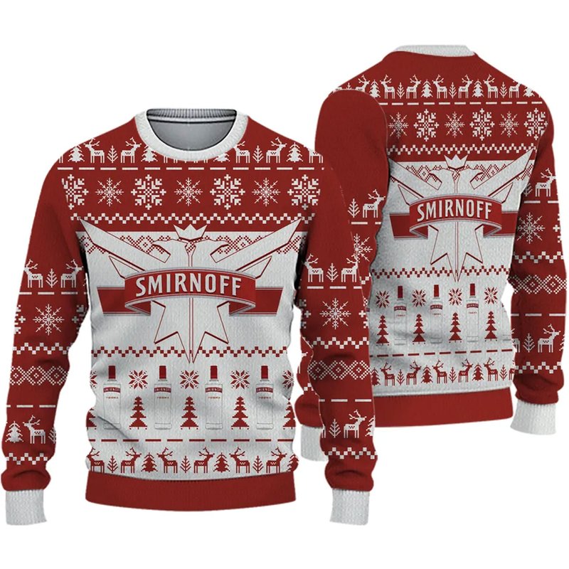 3d Smirnoff Ugly Sweater Beer Drinking Christmas 3d Sweater — Chandails pour hommes