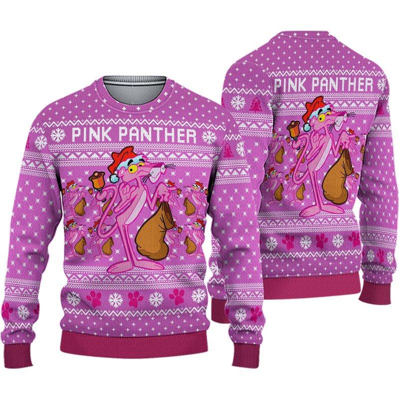 3d Pink Panther Christmas Ugly Sweater — Chandails pour hommes