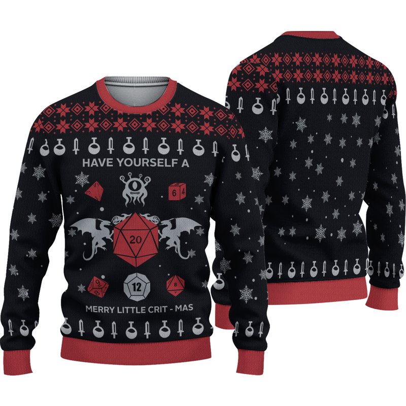 D&d Dragon Woolen Sweater, Have Yourself A Merry Little Crit-mas Christmas — Chandails pour hommes