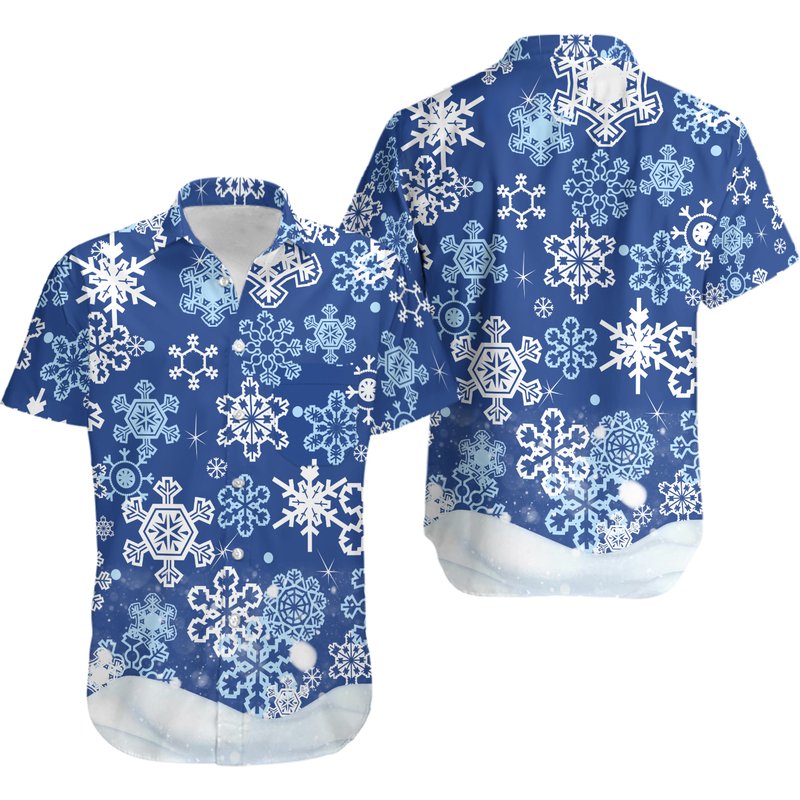 Snowflakes Christmas Men's Hawaiian Shirt — Chemises décontractées pour hommes