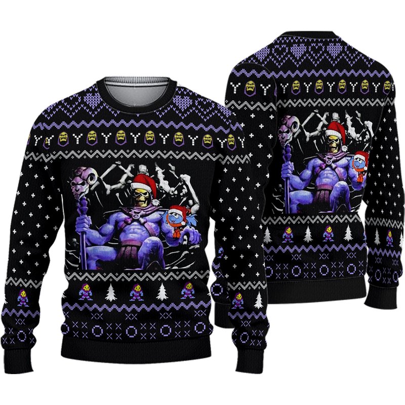 Skeletor Ugly 3d Christmas Ugly Sweater — Chandails pour hommes