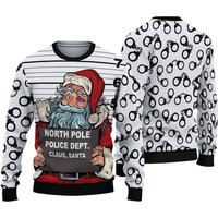 3d Santa Claus Arrested By North Pole Police Ugly Sweater, Christmas Xmas