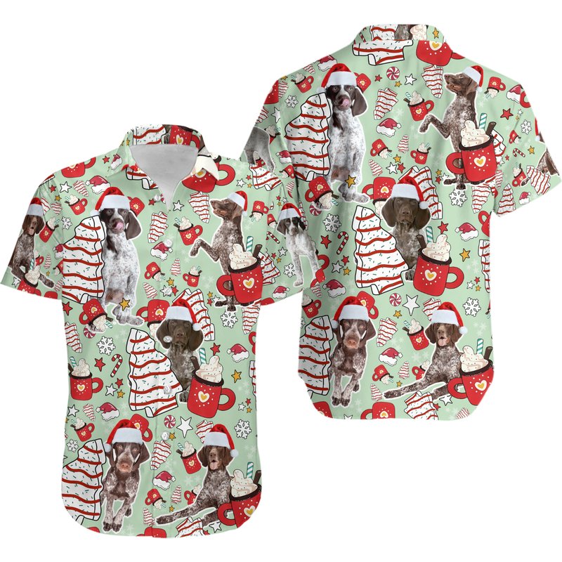 German Shorthaired Pointer Christmas Hawaiian Shirt — Mens Casual Shirts