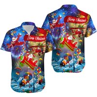 Christmas Love Santa Airplane Hawaiian Shirt — Chemises décontractées pour hommes