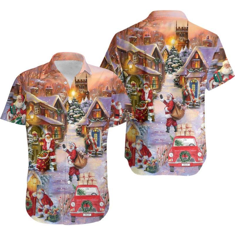 Christmas Santa Christmas Hawaiian Shirt — Chemises décontractées pour hommes
