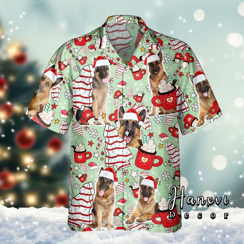 German Shepherd Dog Christmas Hawaiian Shirt — Chemises décontractées pour hommes