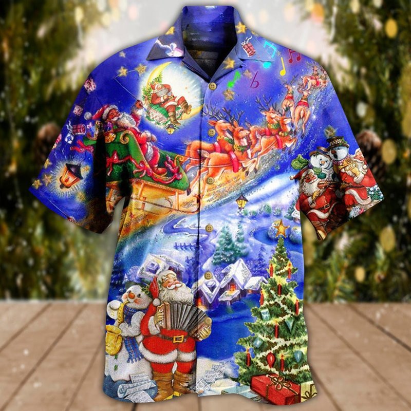 Christmas Santa Love Christmas Hawaiian Shirt — Chemises décontractées pour hommes