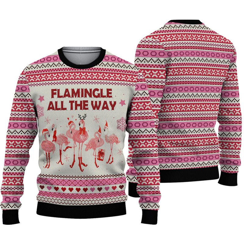 Flamingo Ugly Christmas Sweater - Stylish Holiday Apparel — Chandails pour hommes