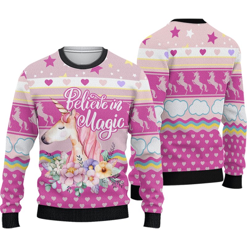 Unicorn Christmas Woman Sweater - Cute Holiday Apparel — Chandails pour hommes