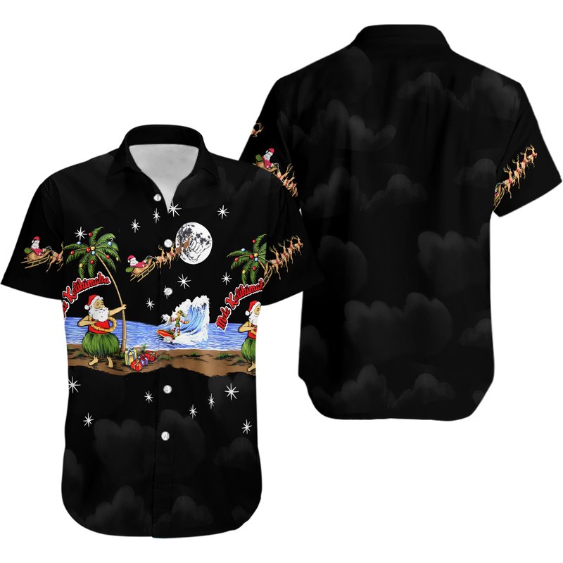 Pacific Legend Santa Hula Mele Kalikimaka Christmas Hawaiian Shirt — Chemises décontractées pour hommes