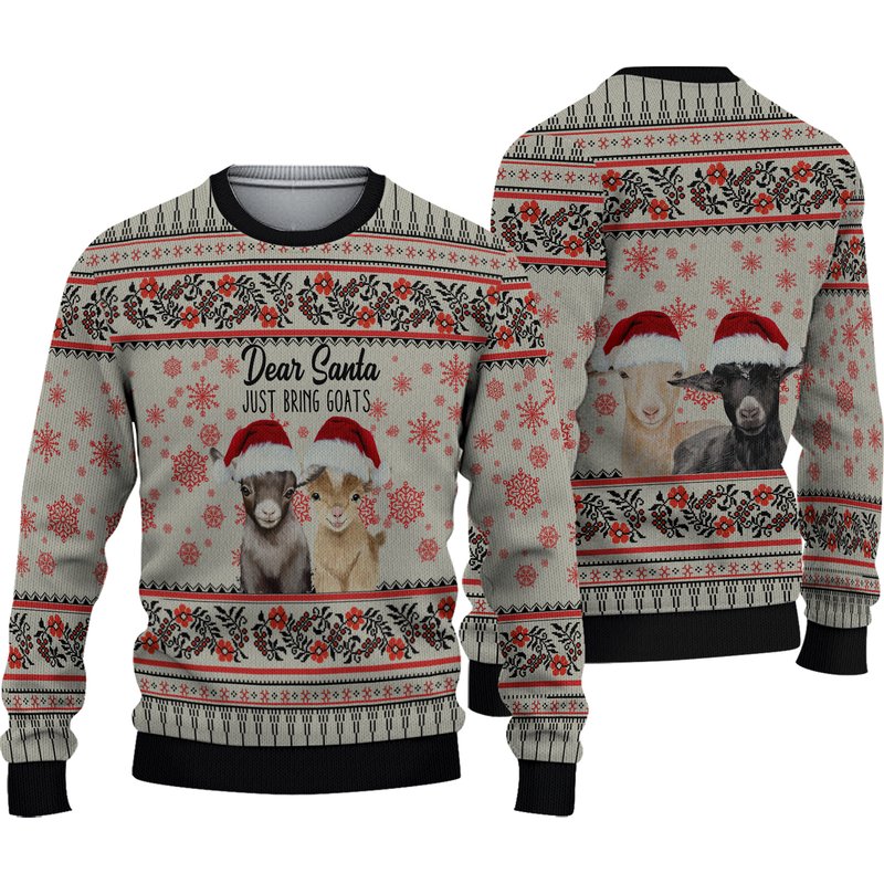 Dear Santa Just Bring Goats Ugly Christmas Sweater — Chandails pour hommes