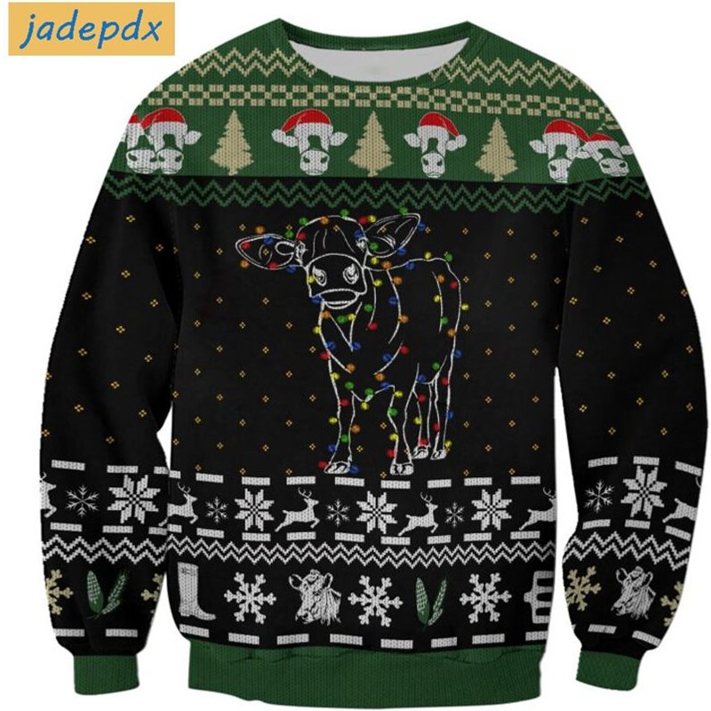 Amazing Cow Light Ugly Christmas Sweater, Gift Shirt For Xmas, Funny Cow Sweater — Chandails pour hommes