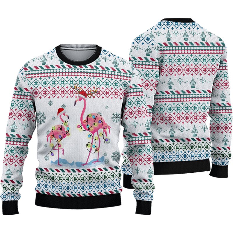 Christmas Sweater, Flamingo Sweater Christmas, Flamingo Christmas — Chandails pour hommes