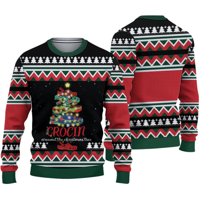 Crocin Around The Christmas Tree Ugly Knitted Christmas 3d Sweater
