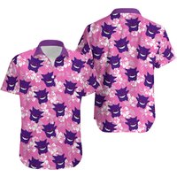 Gengar Pkm Ghostpoison Animal Tropical Button Down Hawaiian Shirt — Chemises décontractées pour hommes