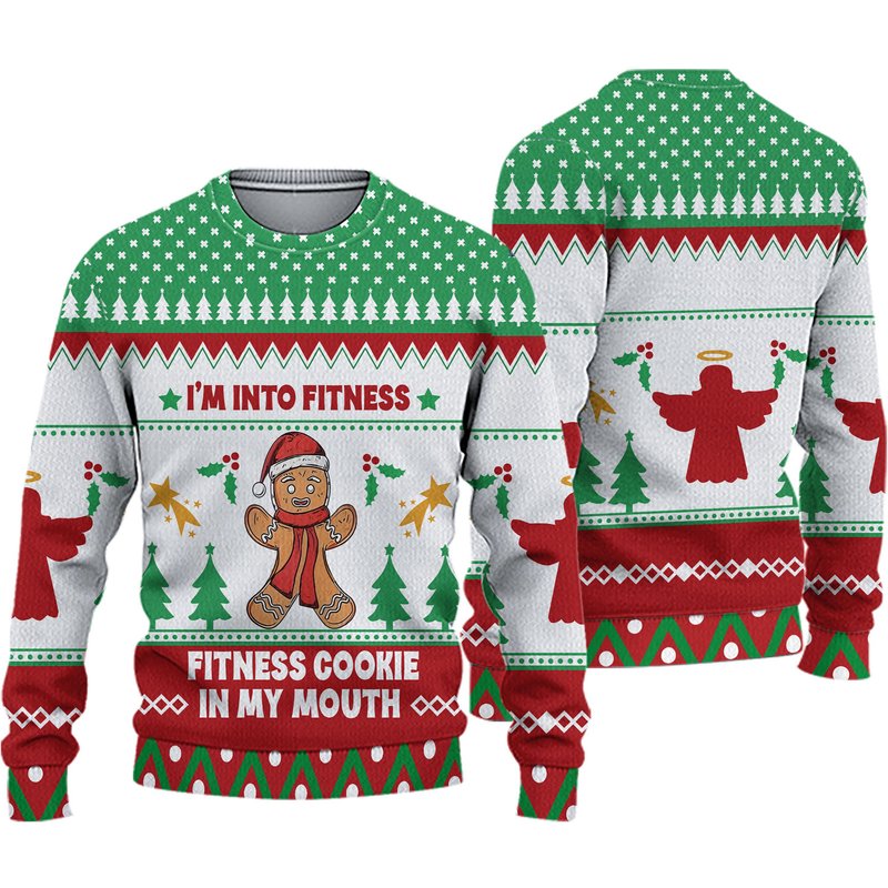 I'm Into Fitness Fitness Cookie In My Mouth Unisex Ugly Christmas 3d Sweater — Chandails pour hommes