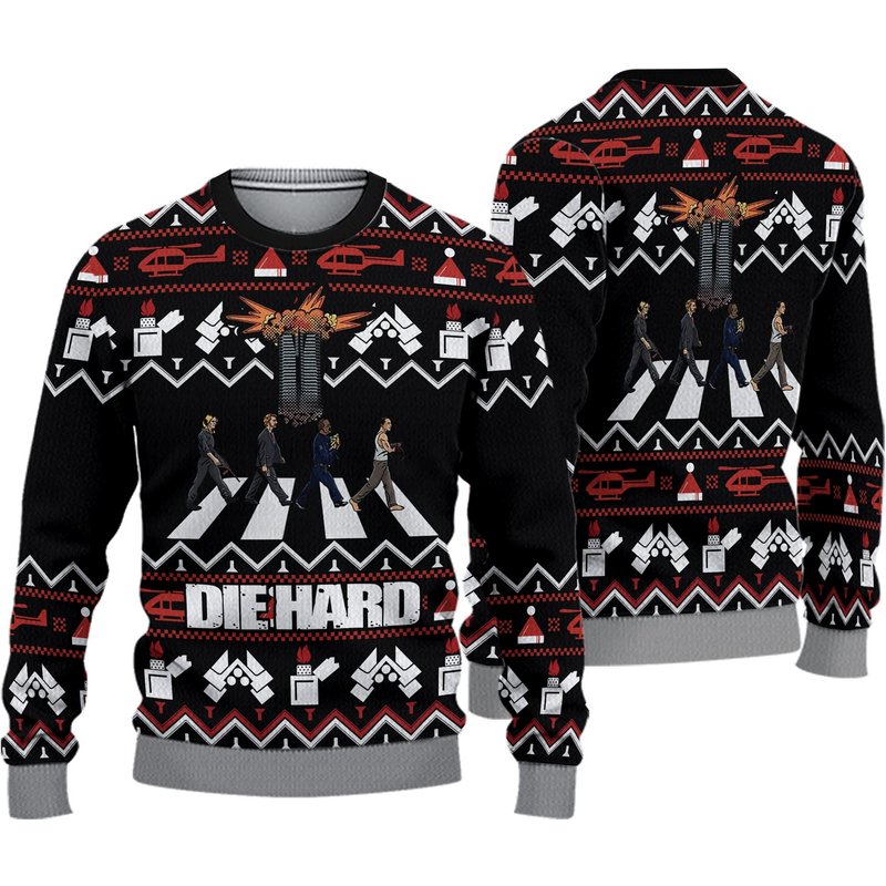 Die Hard Abbey Road Christmas Movie Ugly Sweater