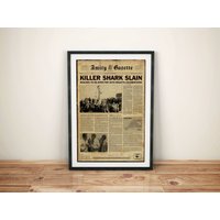 Jaws Inspired Vintage Style Amity Gazette Prop Poster