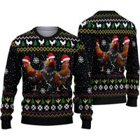Christmas Roosters Ugly Sweater