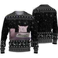 Funny Yelling Cat Meme Ugly Christmas Sweater