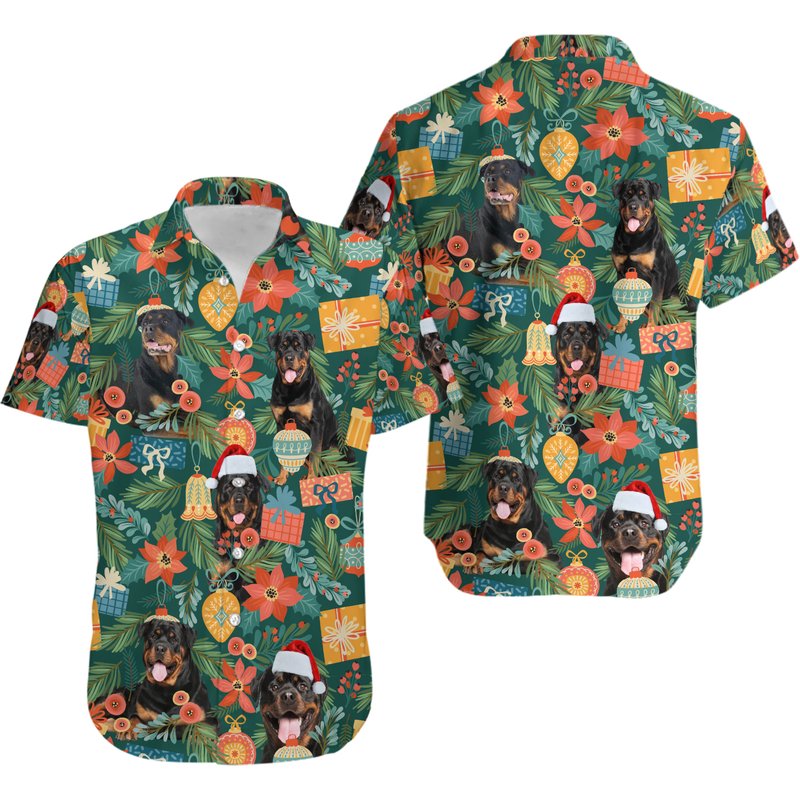 Funny Rottweiler Dog Christmas Hawaiian Shirt — Chemises décontractées pour hommes