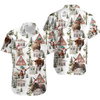Texas Longhorn Cow Christmas Hawaiian Shirt — Chemises décontractées pour hommes