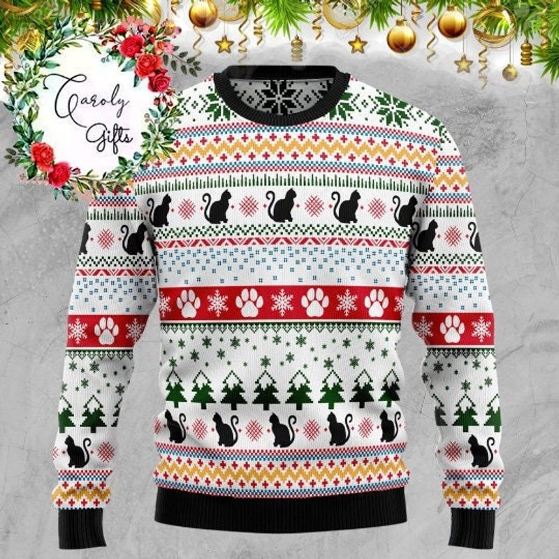 Christmas Sweater, Meowy Cat Ugly Christmas Sweater — Chandails pour hommes