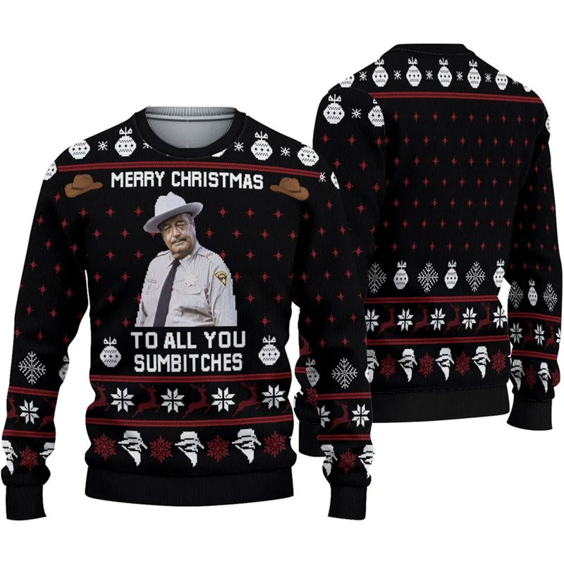 Smokey And The Bandit Merry Christmas To All You Sumbitches Ugly Sweater — Chandails pour hommes