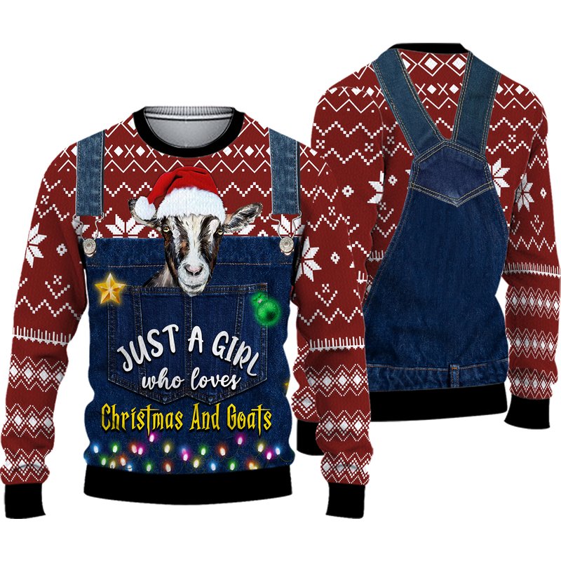 I'm Just A Girl Who Loves Goats Ugly Knitted Christmas — Mens Sweaters