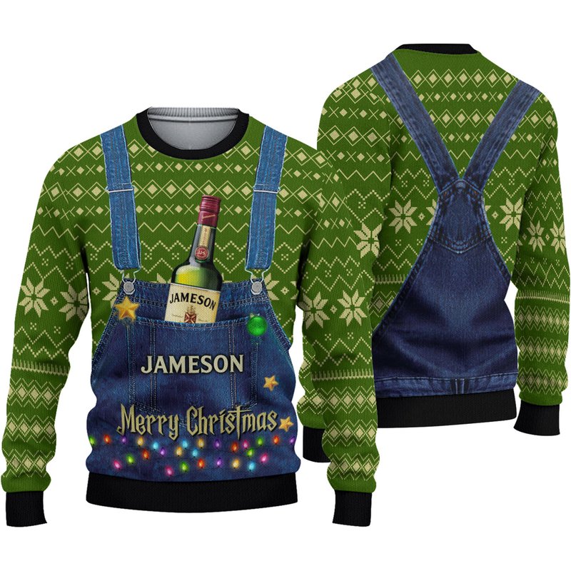 Jameson Irish Whiskey Ugly Knitted Christmas 3d Sweater — Chandails pour hommes